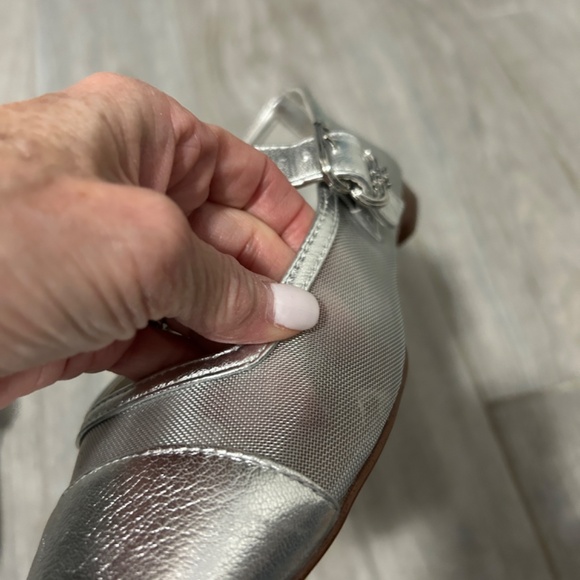 LIKE NEW! Women's Sam Edelman Silver/Mesh Ballet Flat Mary Jane- 8 1/2 - Picture 8 of 12